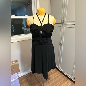 Lillie Rubin Black Asymmetrical Ruched Sundress Halter Neck Size 8